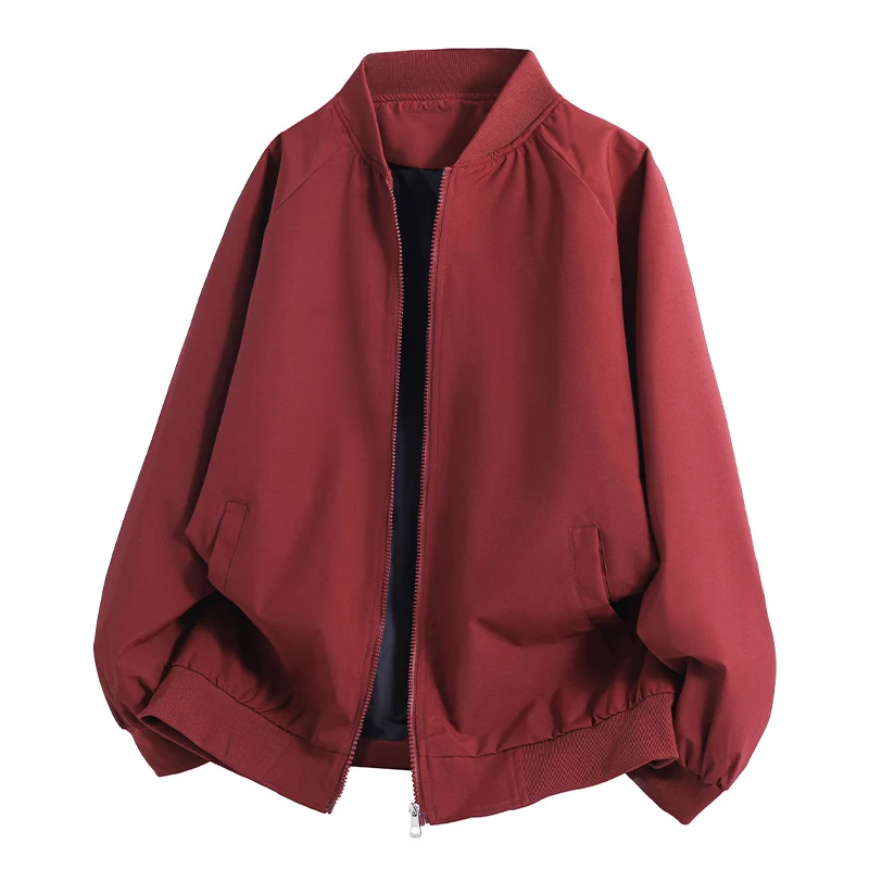 Herren Leichte Oversize Blouson-Bomberjacke mit Raglanärmeln, Zwei-Wege-Reißverschluss und Eingrifftaschen Drune