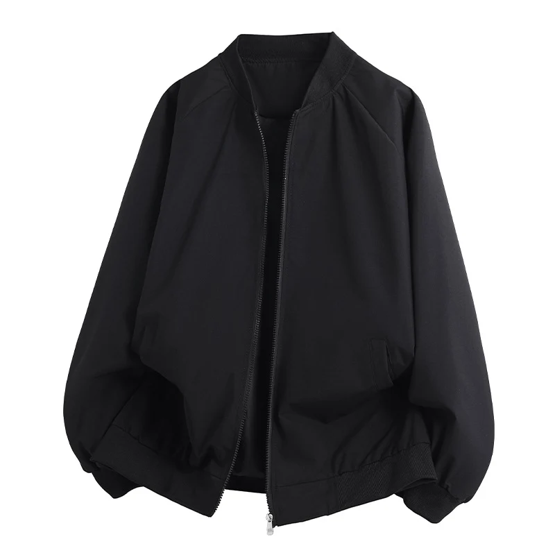 Herren Leichte Oversize Blouson-Bomberjacke mit Raglanärmeln, Zwei-Wege-Reißverschluss und Eingrifftaschen Drune