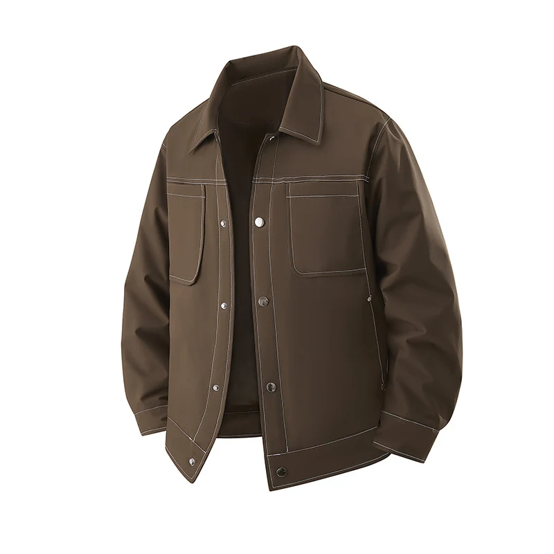 Herren Leichte Overshirt-Jacke aus strukturiertem Kunstleder mit aufgesetzten Brusttaschen Drune