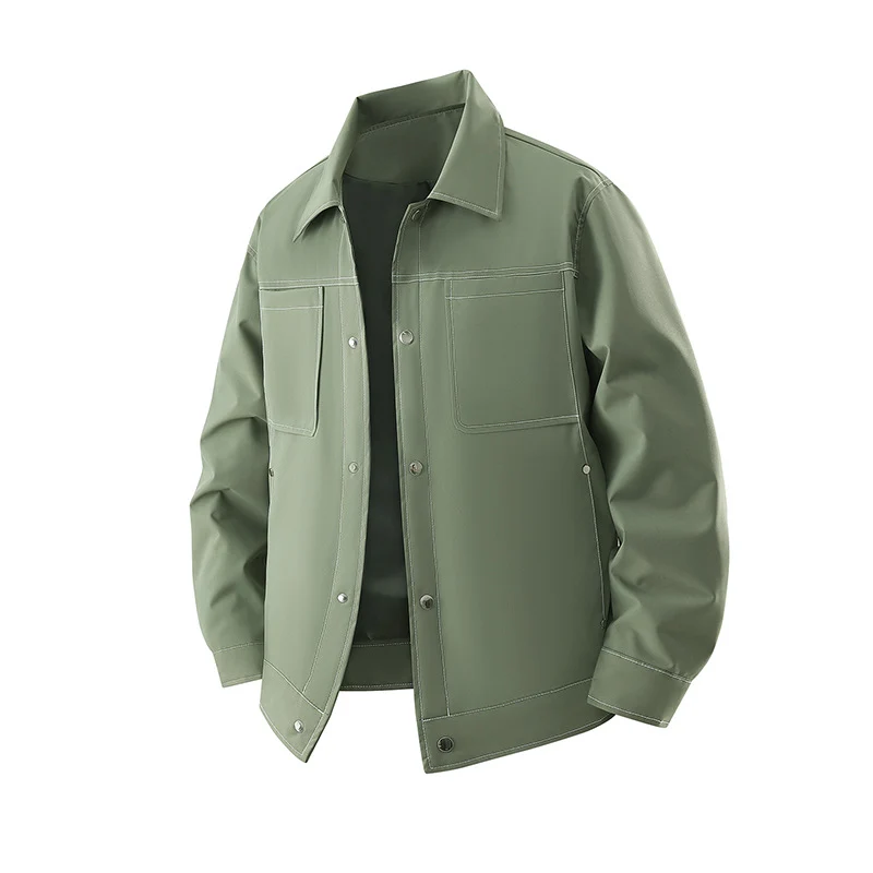 Herren Leichte Overshirt-Jacke aus strukturiertem Kunstleder mit aufgesetzten Brusttaschen Drune