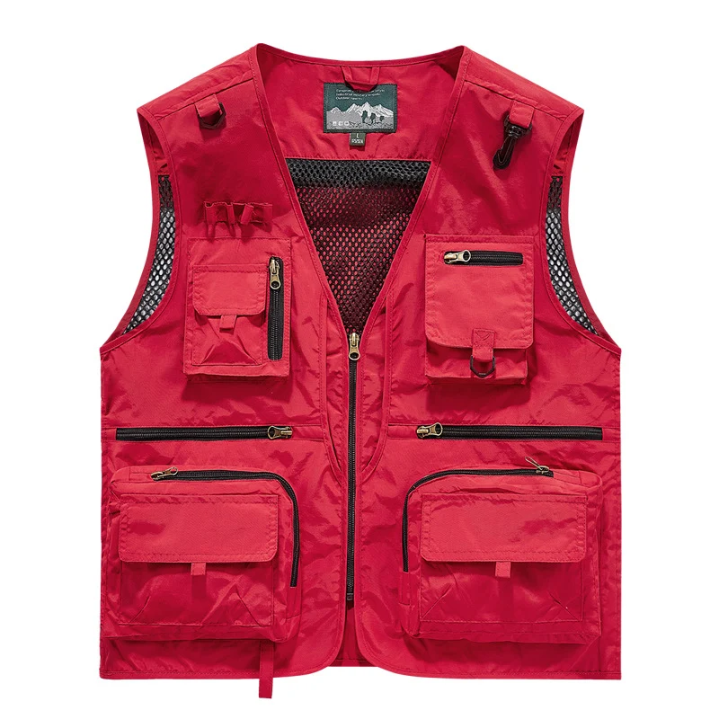 Herren leichte multifunktionale Utility-Anglerweste mit Mesh‑Futter und zahlreichen Reißverschluss‑ und Klappentaschen Drune