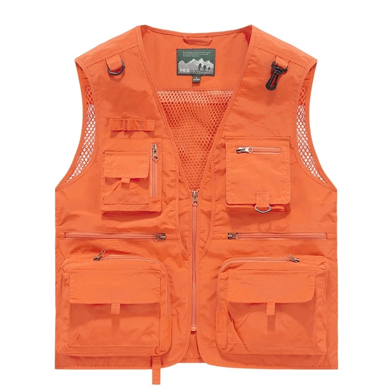 Herren leichte multifunktionale Utility-Anglerweste mit Mesh‑Futter und zahlreichen Reißverschluss‑ und Klappentaschen Drune