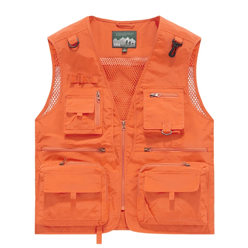 Herren leichte multifunktionale Utility-Anglerweste mit Mesh‑Futter und zahlreichen Reißverschluss‑ und Klappentaschen Drune