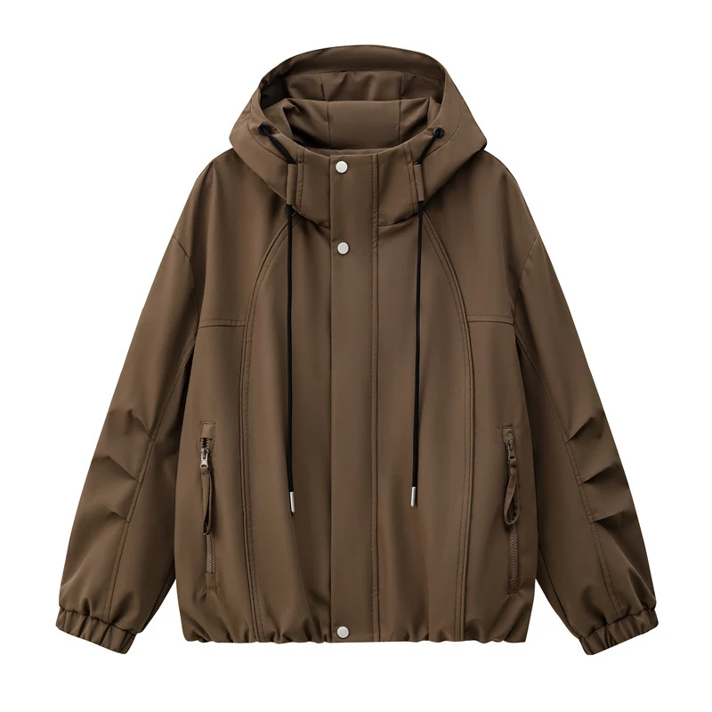 Herren Leichte Kapuzen-Utility-Übergangsjacke mit wasserabweisender Außenhülle und elastischem Saum Drune