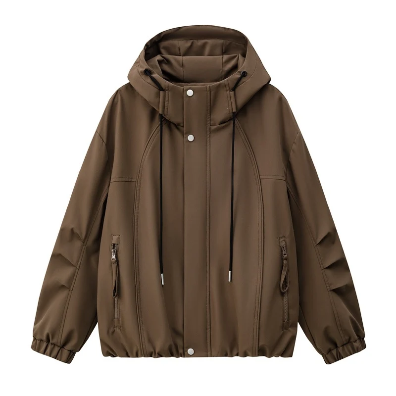 Herren Leichte Kapuzen-Utility-Übergangsjacke mit wasserabweisender Außenhülle und elastischem Saum Drune