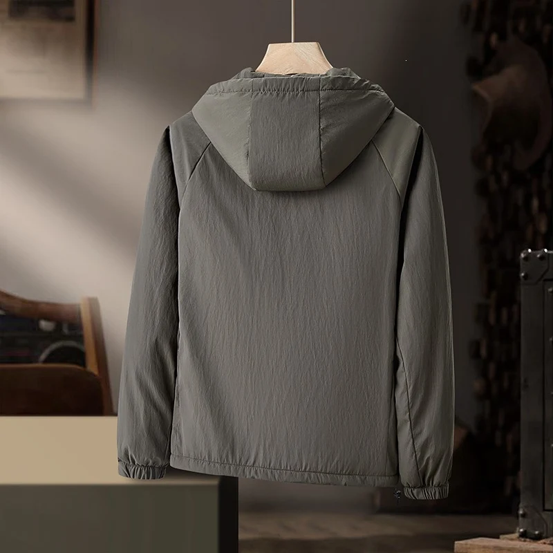 Herren Leichte Kapuzen-Übergangsjacke mit Teddyfutter & windabweisender Hülle Drune