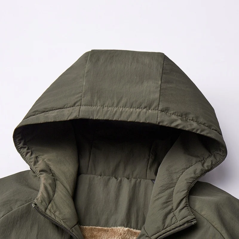 Herren Leichte Kapuzen-Übergangsjacke mit Teddyfutter & windabweisender Hülle Drune