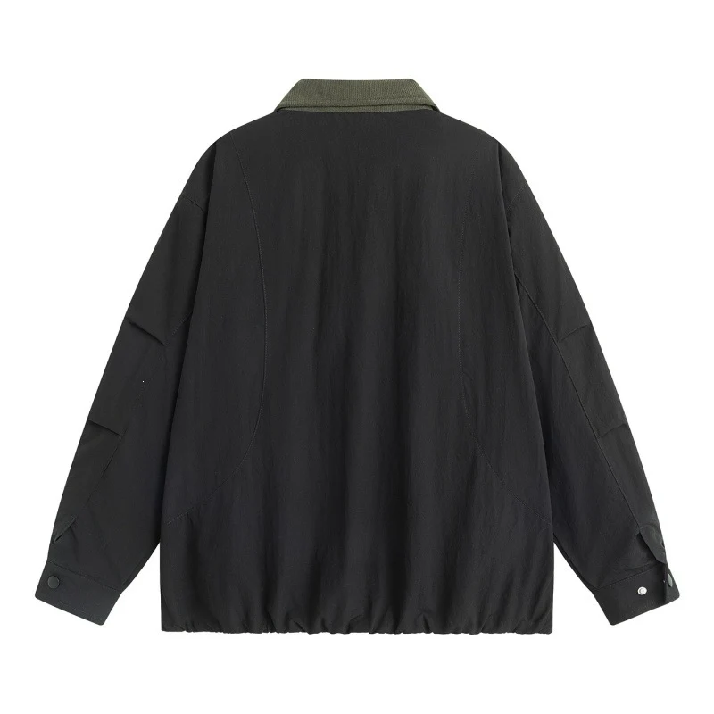 Herren Leichte Harrington-Übergangsjacke mit Cordkragen, verdeckter Druckknopfleiste & Reißverschlusstaschen Drune