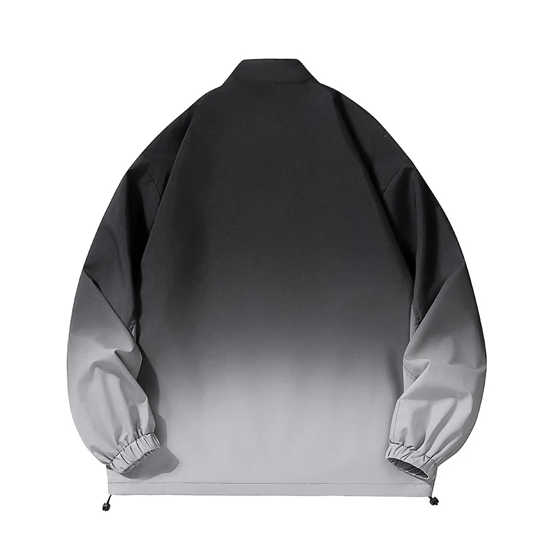Herren leichte Farbverlauf Windbreakerjacke mit Stehkragen, durchgehendem Reißverschluss & Kordelzugsaum Drune