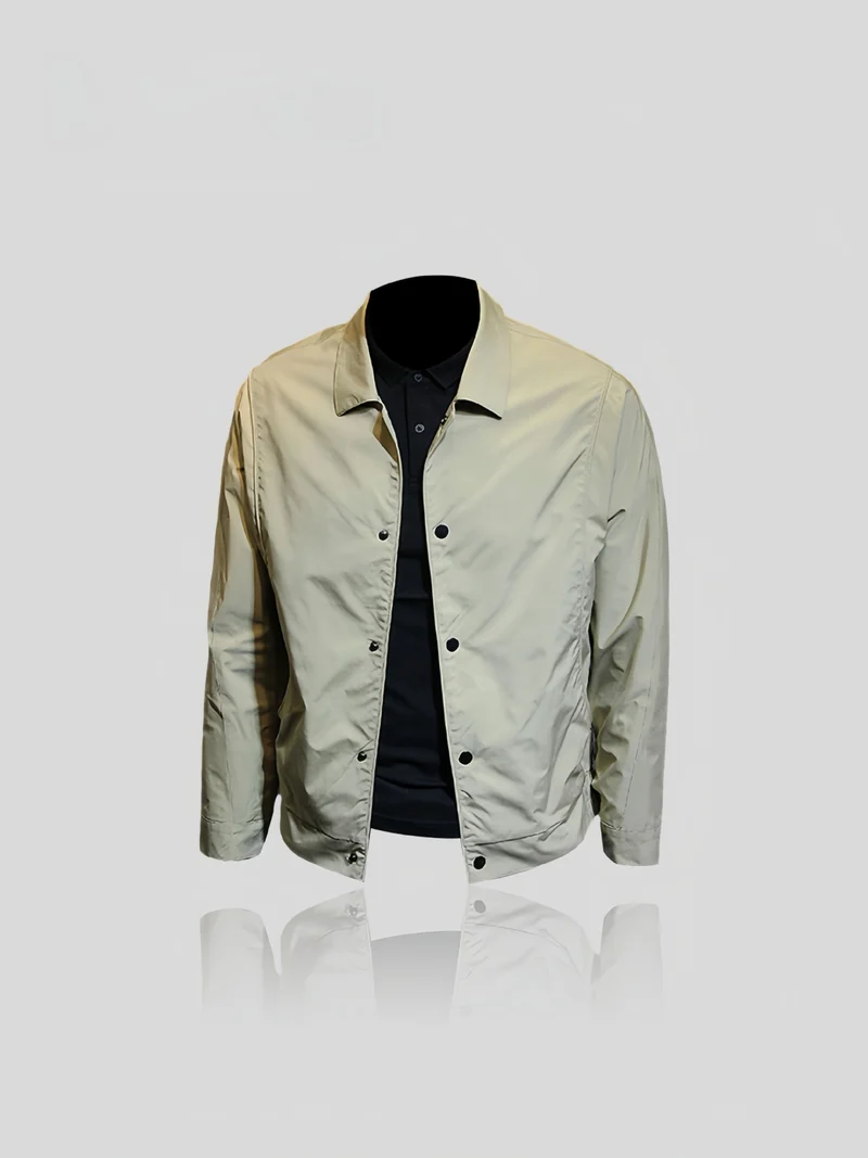 Herren Leichte Coachjacke mit Druckknopfleiste, Hemdkragen & windabweisender Mikrofaser Drune