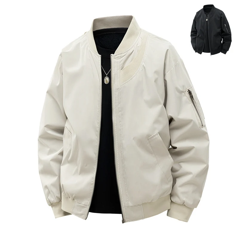 Herren Leichte Bomberjacke im minimalistischen Utility-Look mit Ärmeltasche & Rippbündchen Drune