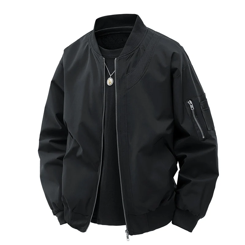 Herren Leichte Bomberjacke im minimalistischen Utility-Look mit Ärmeltasche & Rippbündchen Drune