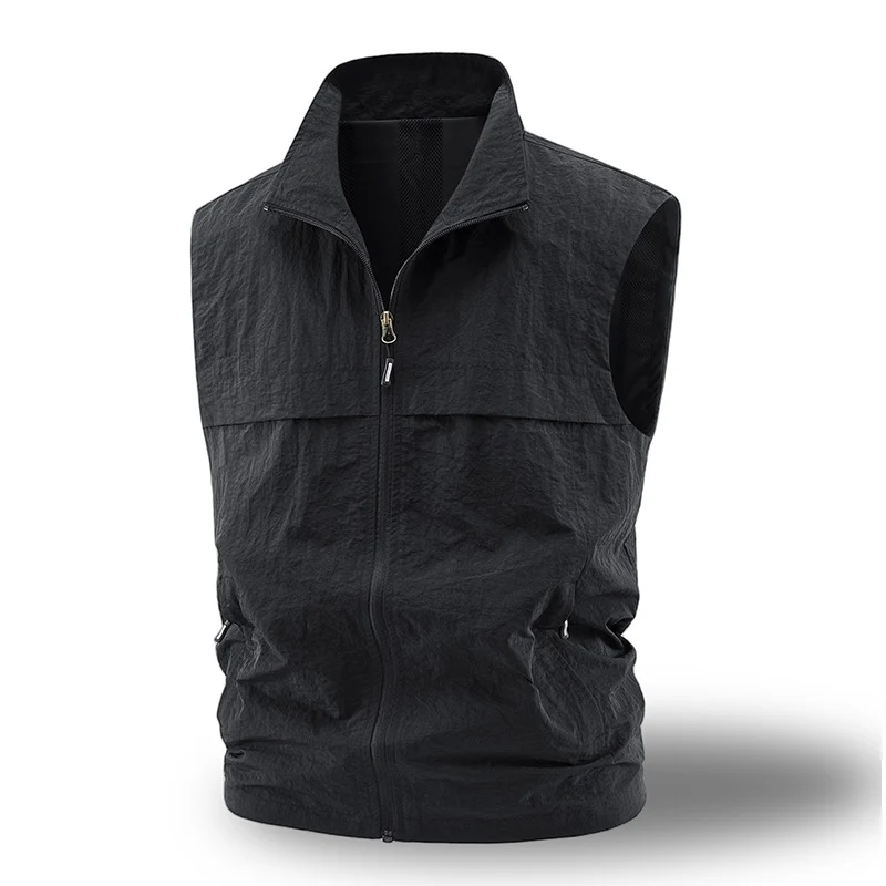 Herren Leichte atmungsaktive Outdoor-Weste mit Mesh-Futter, durchgehendem Reißverschluss & Reißverschlusstaschen Drune