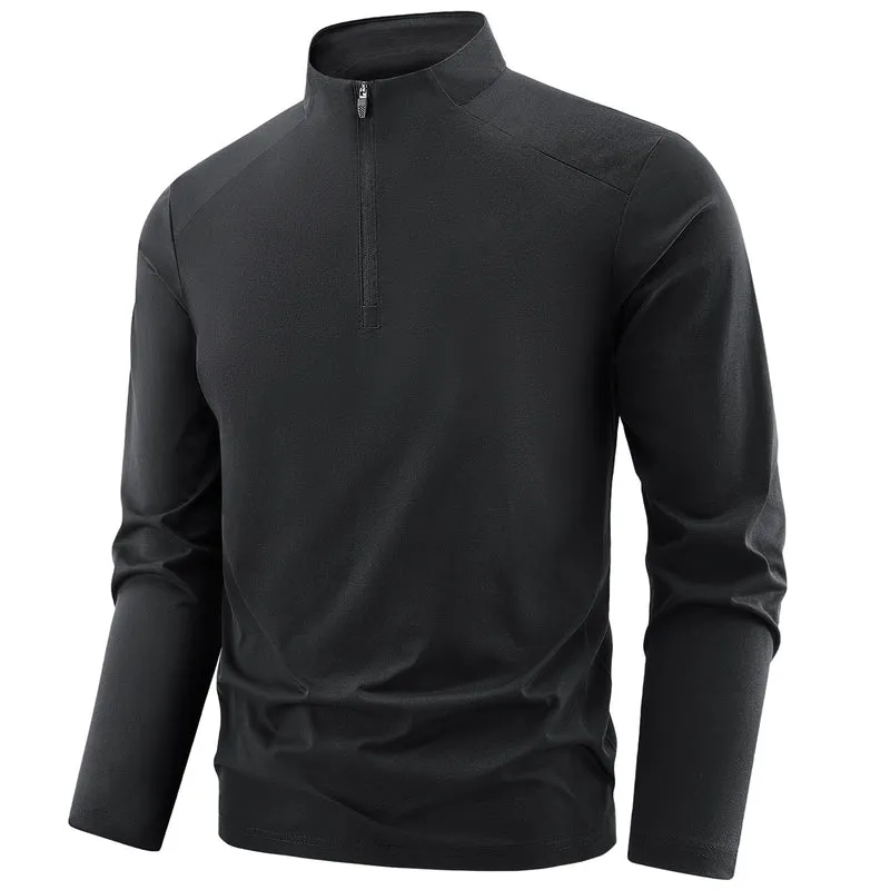 Herren Langarm-Performance-Halbzip-Trainingsshirt mit Stehkragen und atmungsaktivem Funktionsmaterial Drune