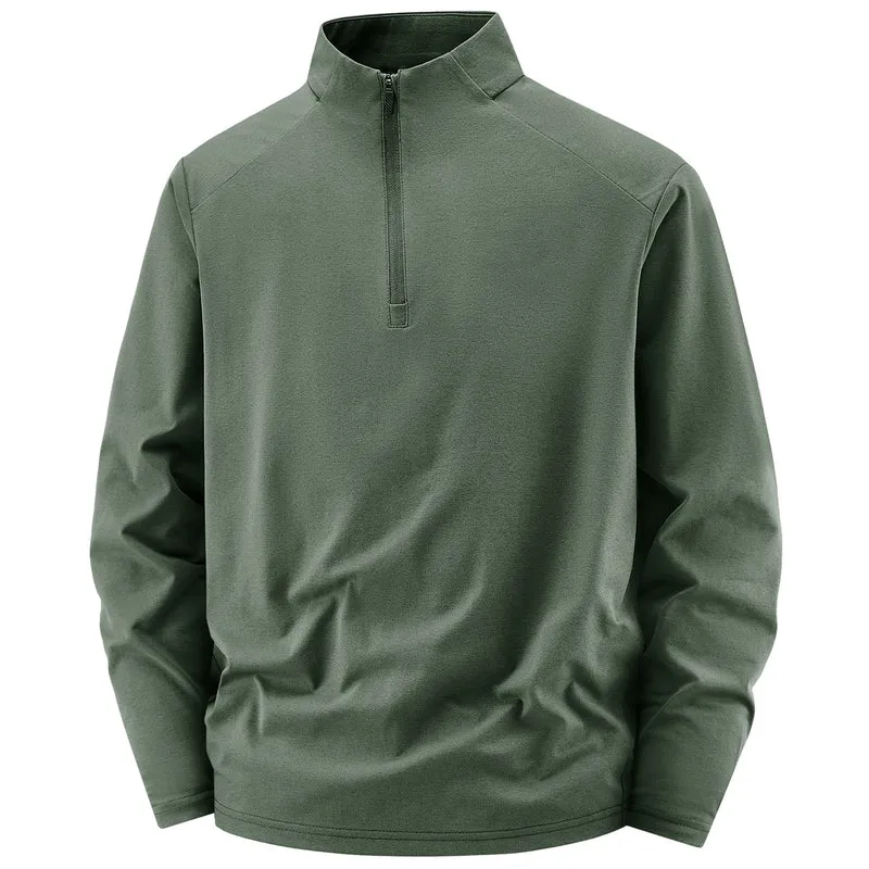 Herren Langarm-Halbreißverschluss-Performance-Pullover mit Stehkragen und technischem Stretch Drune