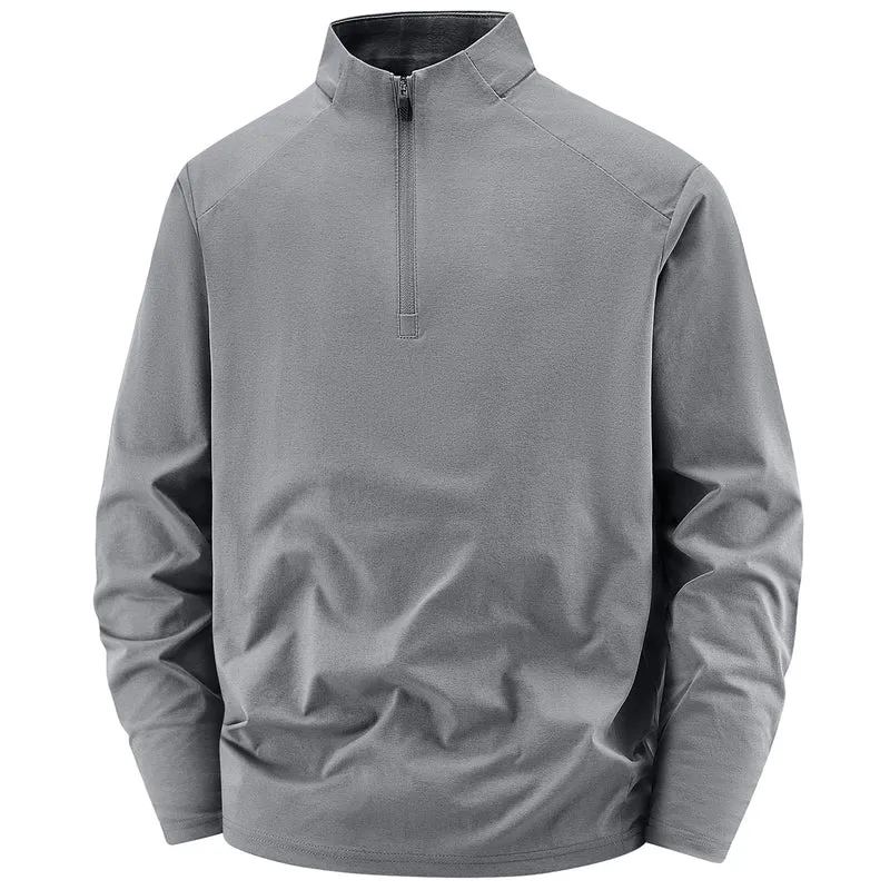 Herren Langarm-Halbreißverschluss-Performance-Pullover mit Stehkragen und technischem Stretch Drune