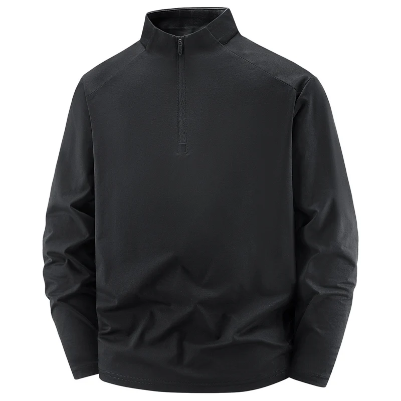 Herren Langarm-Halbreißverschluss-Performance-Pullover mit Stehkragen und technischem Stretch Drune