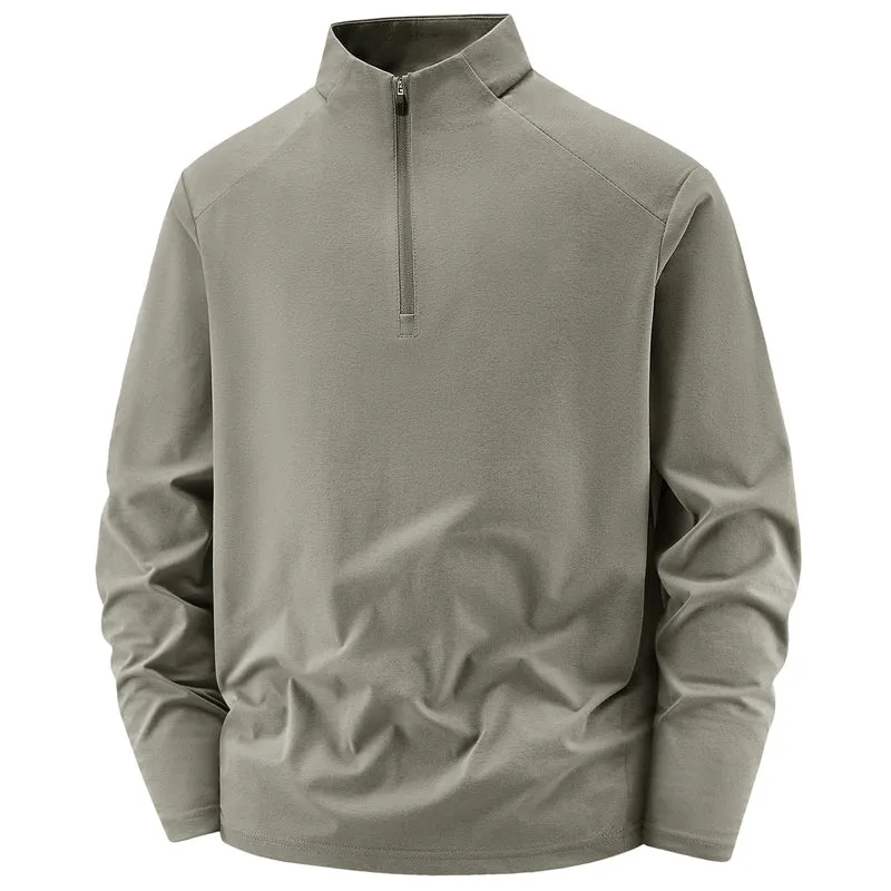 Herren Langarm-Halbreißverschluss-Performance-Pullover mit Stehkragen und technischem Stretch Drune
