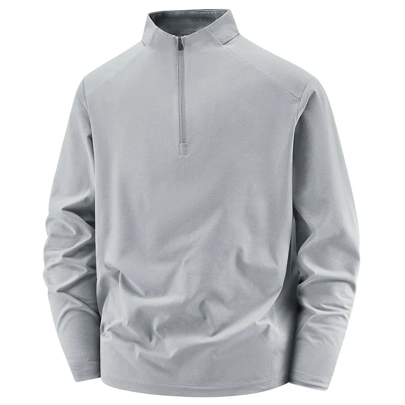 Herren Langarm-Halbreißverschluss-Performance-Pullover mit Stehkragen und technischem Stretch Drune