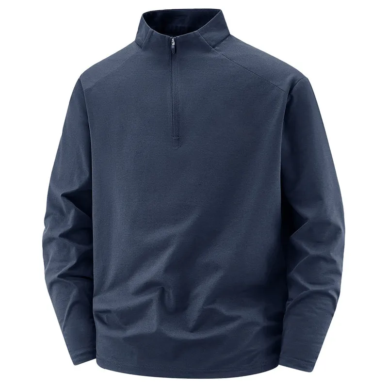 Herren Langarm-Halbreißverschluss-Performance-Pullover mit Stehkragen und technischem Stretch Drune