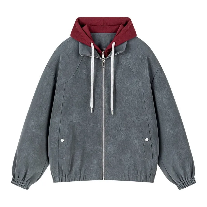 Herren Lagenlook Bomberjacke mit integrierter Kapuze, elastischem Saum & Druckknopf‑Taschen Drune