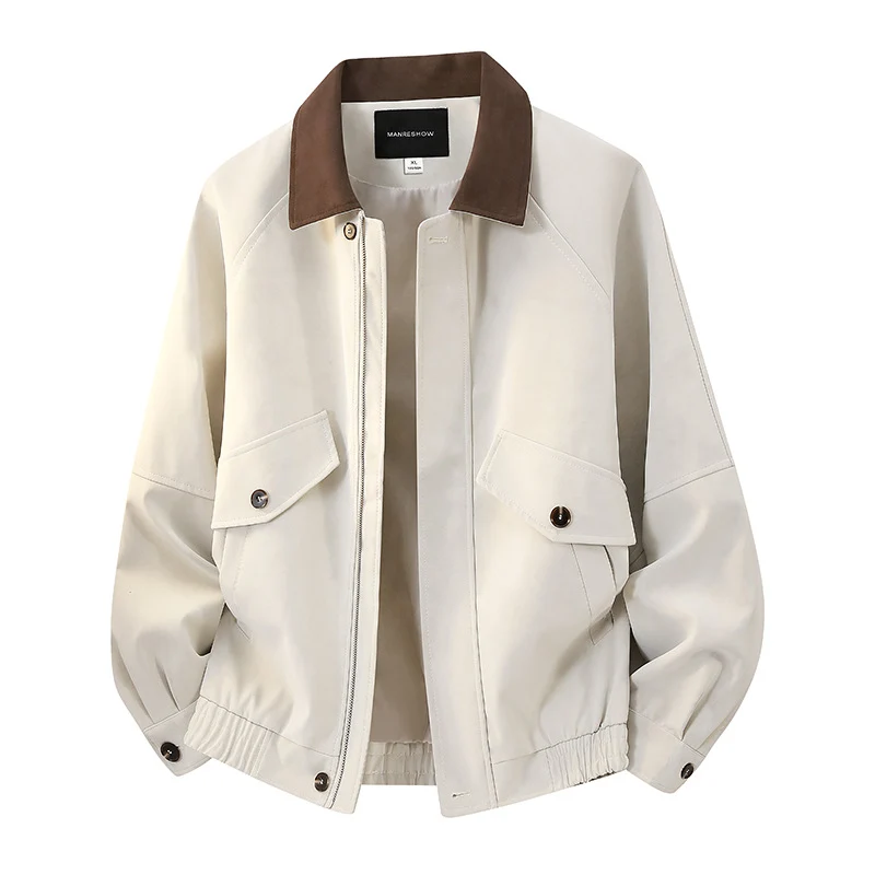 Herren Kurzjacke im Vintage-Arbeiterstil aus Velours‑Optik mit Pattentaschen und elastischem Saum Drune