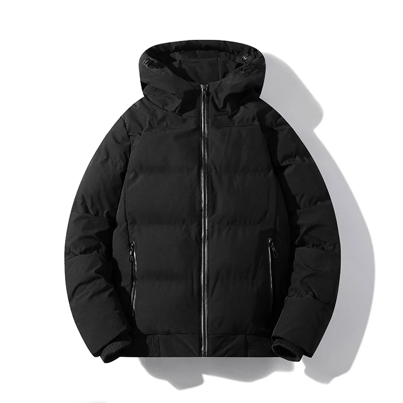 Herren Kurze Thermo-Steppjacke mit Kapuze, mattierter Oberfläche & Kontrastreißverschlüssen Drune