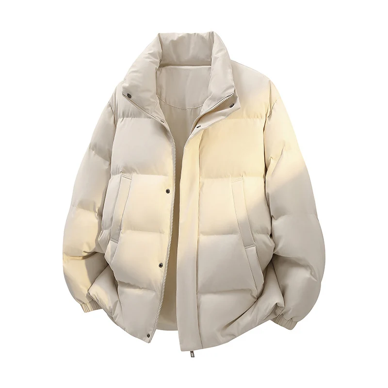 Herren Kurz geschnittener Oversize-Puffer mit Stehkragen, Druckknopfblende und verdecktem Reißverschluss Drune