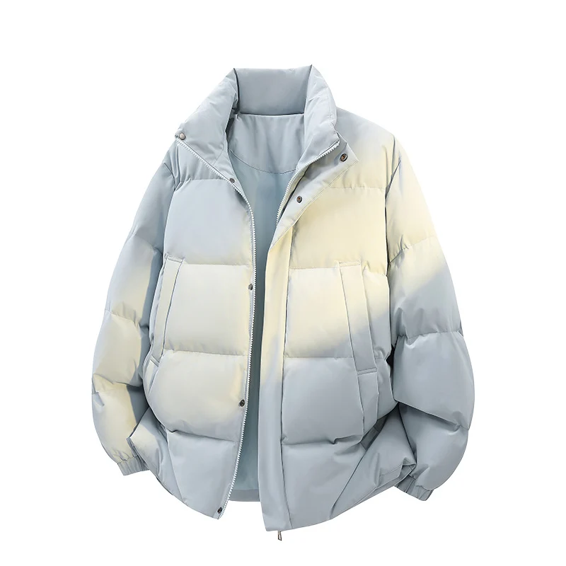 Herren Kurz geschnittener Oversize-Puffer mit Stehkragen, Druckknopfblende und verdecktem Reißverschluss Drune