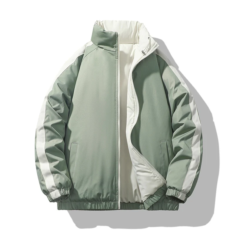 Herren Kurz geschnittene Thermo-Pufferjacke mit hohem, verstellbarem Stehkragen und kontrastierter Innenfütterung Drune