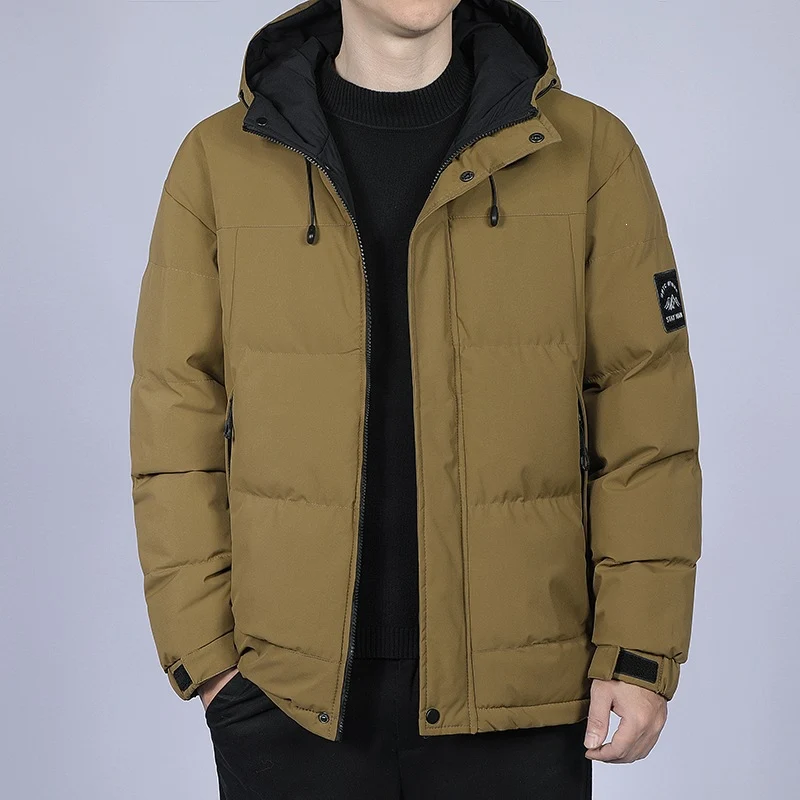 Herren Kurz geschnittene gesteppte Winterjacke mit Kapuze, winddichter Membran & verstellbaren Manschetten Drune