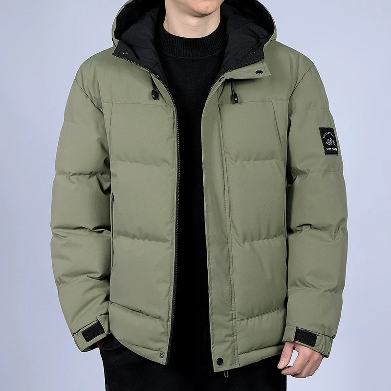 Herren Kurz geschnittene gesteppte Winterjacke mit Kapuze, winddichter Membran & verstellbaren Manschetten Drune