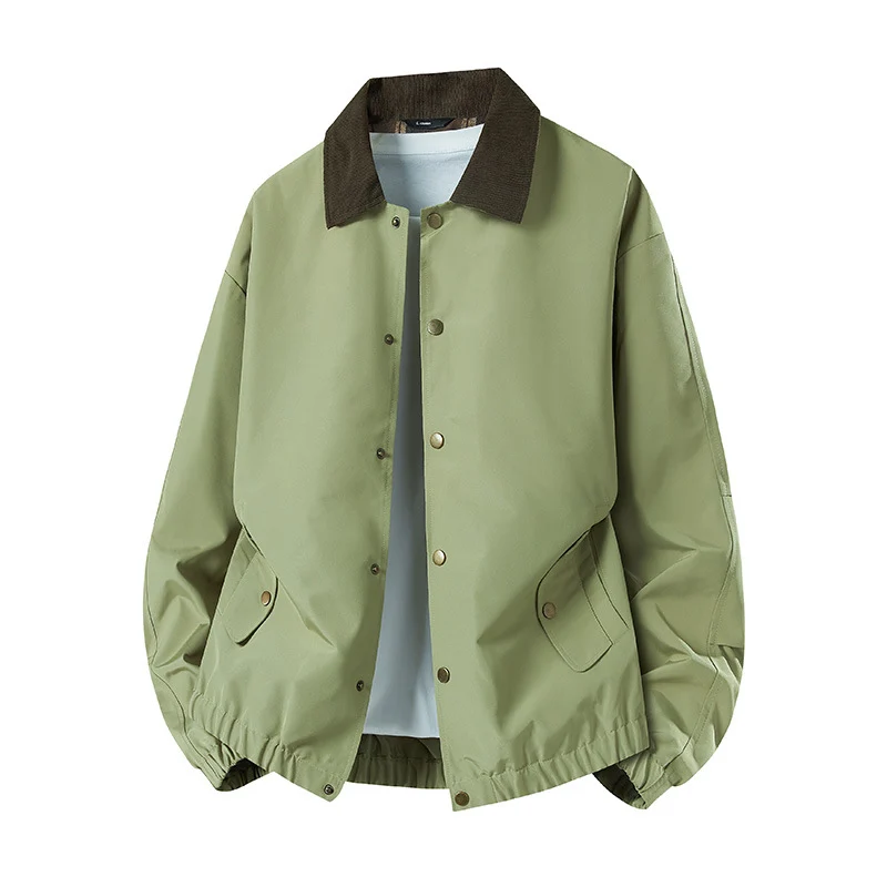 Herren Kurz geschnittene Coachjacke mit Cordkragen, verdeckter Druckknopfleiste & elastischem Saum Drune