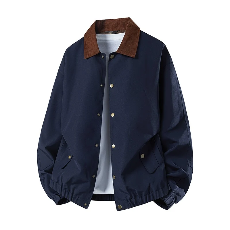 Herren Kurz geschnittene Coachjacke mit Cordkragen, verdeckter Druckknopfleiste & elastischem Saum Drune