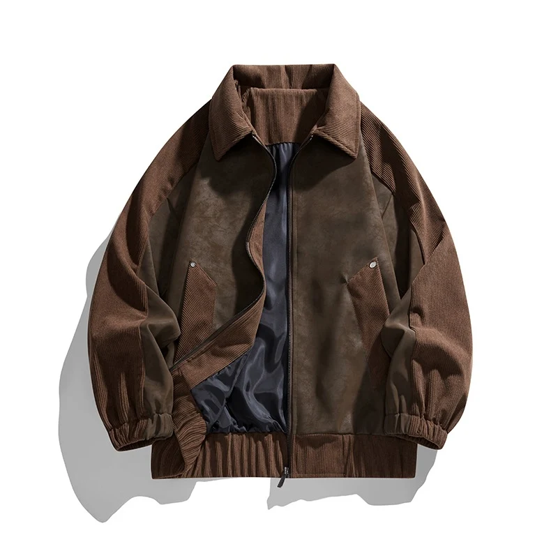 Herren Kunstvelours‑Bomberjacke im Oversize‑Boxy‑Cut mit Zwei‑Wege‑Reißverschluss & elastischem Saum Drune