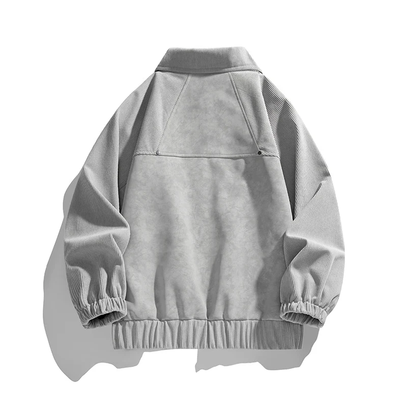 Herren Kunstvelours‑Bomberjacke im Oversize‑Boxy‑Cut mit Zwei‑Wege‑Reißverschluss & elastischem Saum Drune