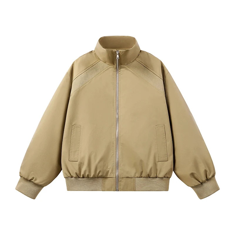 Herren Kunstvelours‑Bomberjacke im Oversize‑Boxy‑Cut mit Zwei‑Wege‑Reißverschluss & elastischem Saum Drune