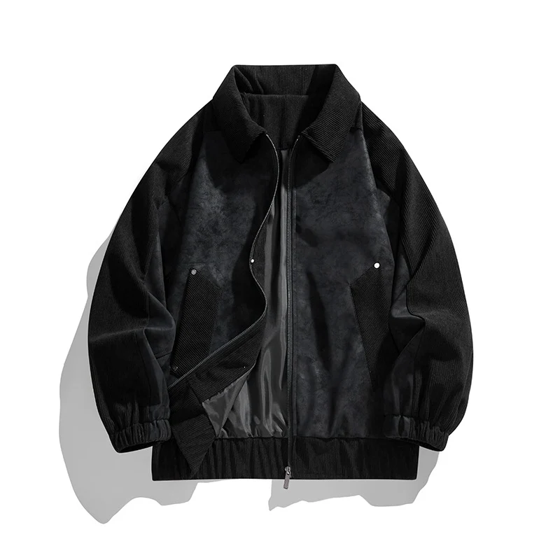 Herren Kunstvelours‑Bomberjacke im Oversize‑Boxy‑Cut mit Zwei‑Wege‑Reißverschluss & elastischem Saum Drune