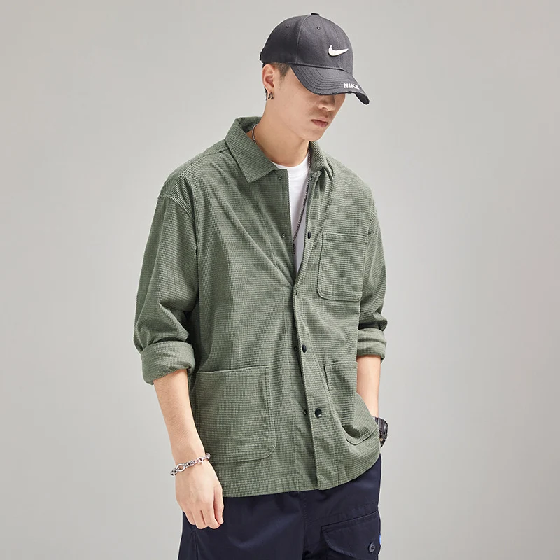 Herren Kord-Workwear-Überhemd mit Brust- und Eingrifftaschen Drune
