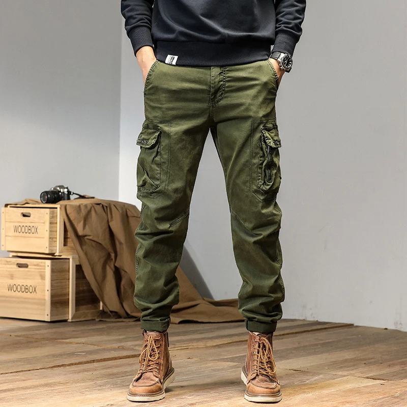 Herren Konisch zulaufende Cargohose mit Multifunktions‑Taschen und verstellbarem Saum Drune