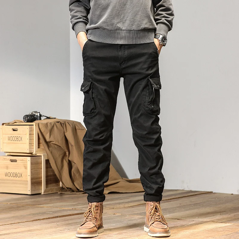 Herren Konisch zulaufende Cargohose mit Multifunktions‑Taschen und verstellbarem Saum Drune