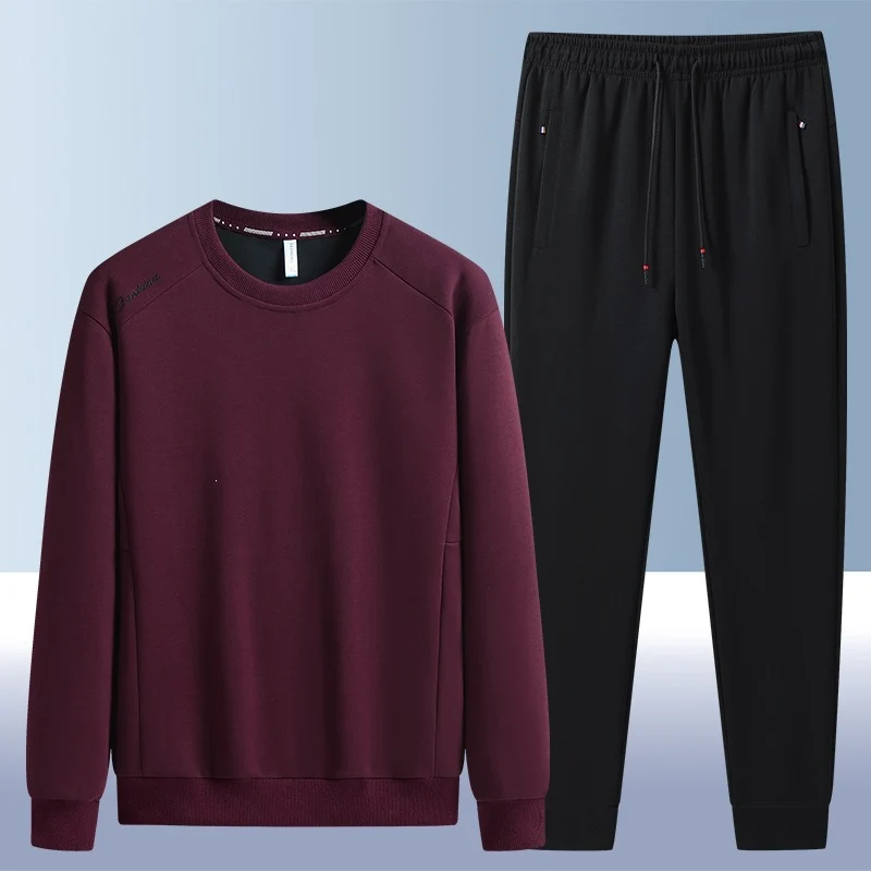 Herren Komfortables Mikrofleece-Trainingsset mit Rundhals‑Sweatshirt & tapered Jogginghose Drune