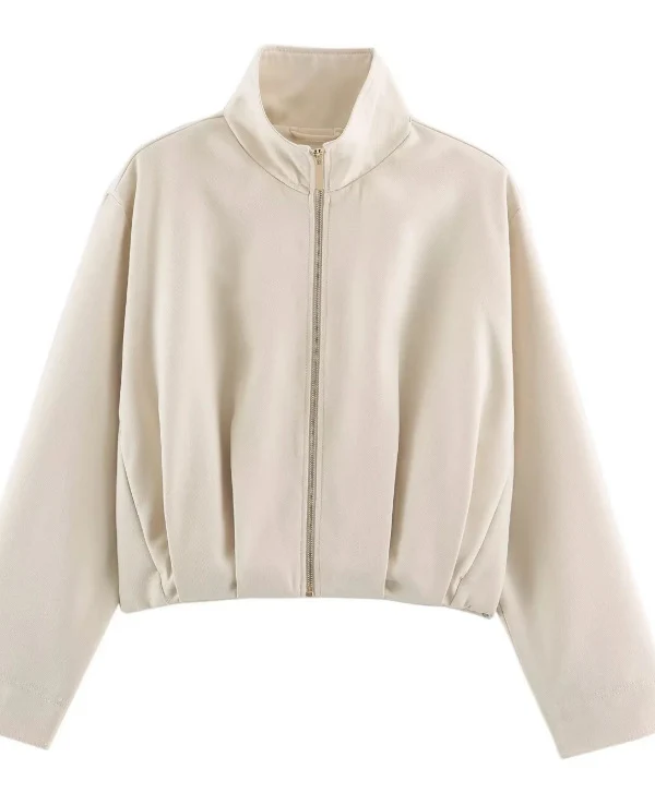 Damen Kurz geschnittener Boxy‑Blouson mit hohem Stehkragen und überschnittenen Ärmeln Drune