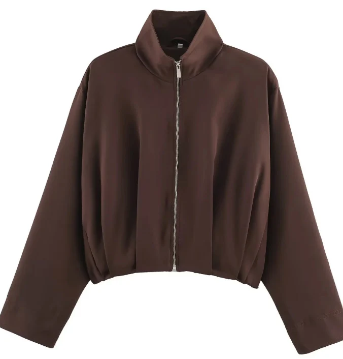 Damen Kurz geschnittener Boxy‑Blouson mit hohem Stehkragen und überschnittenen Ärmeln Drune