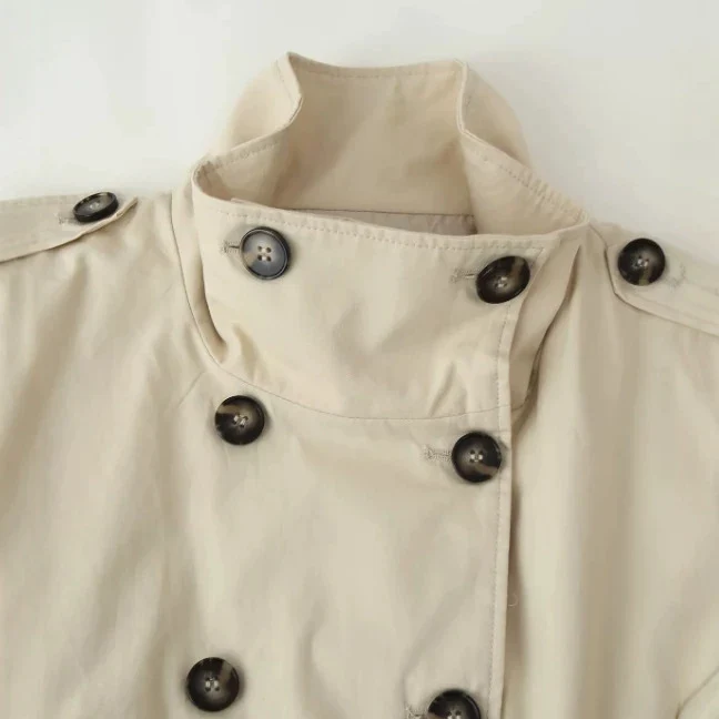 Damen Kurz geschnittene Wollmix-Jacke mit Stehkragen, Reißverschluss und Ballonärmeln Drune