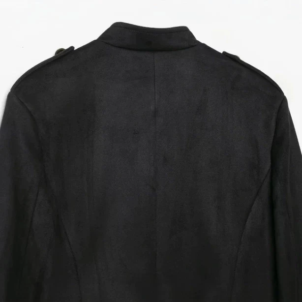 Damen Kurz geschnittene Wollmix-Jacke mit Stehkragen, Reißverschluss und Ballonärmeln Drune
