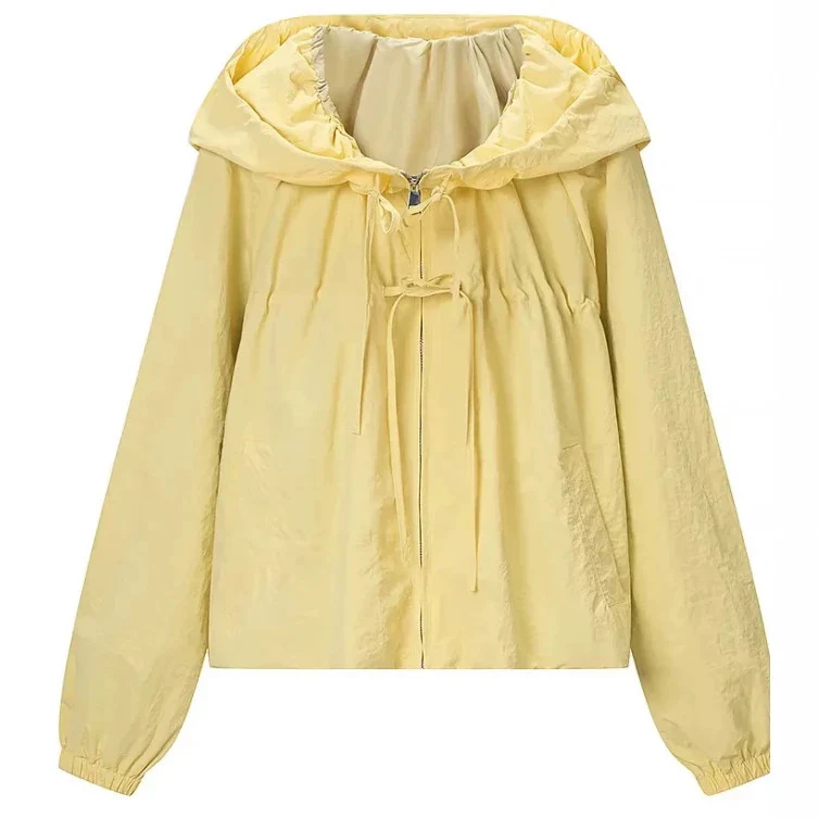 Damen Kurz geschnittene Wollmix-Jacke mit Stehkragen, Reißverschluss und Ballonärmeln Drune