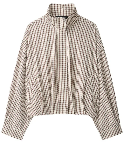 Damen Kurz geschnittene Wollmix-Jacke mit Stehkragen, Reißverschluss und Ballonärmeln Drune