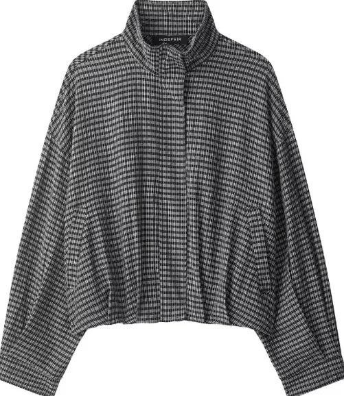 Damen Kurz geschnittene Wollmix-Jacke mit Stehkragen, Reißverschluss und Ballonärmeln Drune