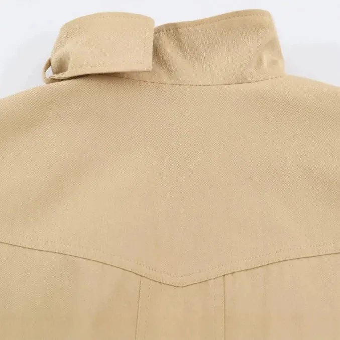 Damen Kurz geschnittene doppeltreihige Safarijacke mit hohem Stehkragen Drune